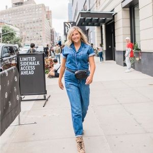 Good American size 4(xl) denim fitted jumpsuit